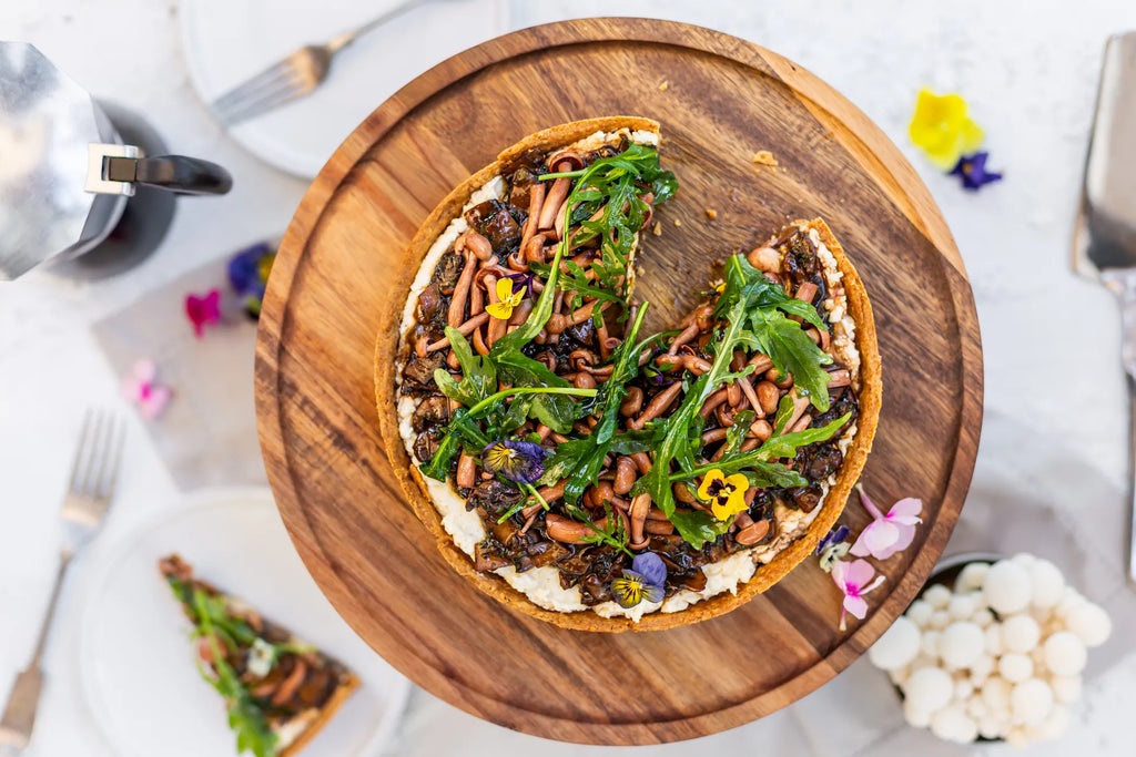 Mushroom and Ricotta Tart with MannabrewPickled Shimeji MannaBrew SA