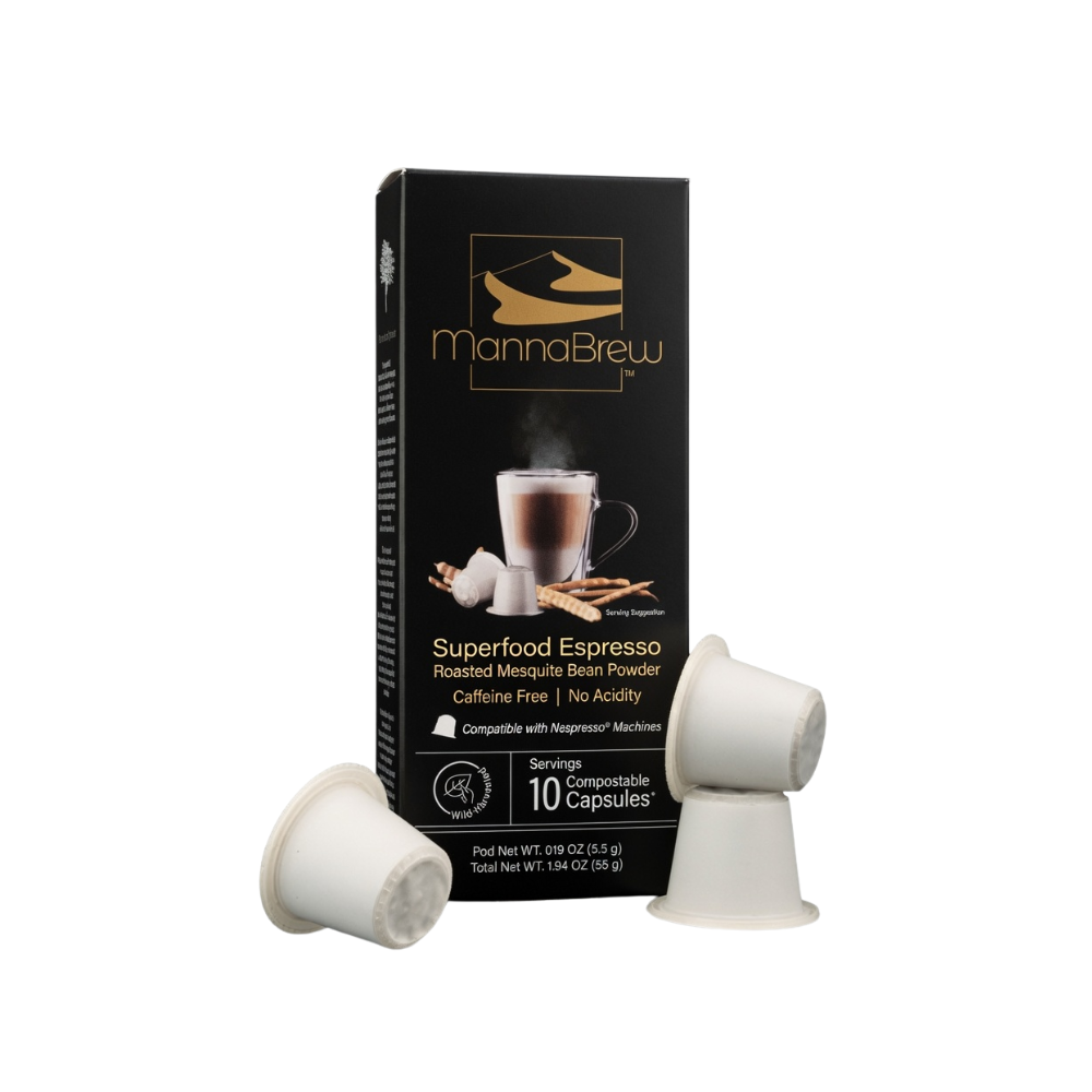 MannaBrew Nespresso Pods | Caffeine-Free Mesquite Superfood Espresso (10 Pods)