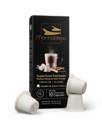 MannaBrew Nespresso Pods | Caffeine-Free Mesquite Superfood Espresso (10 Pods)