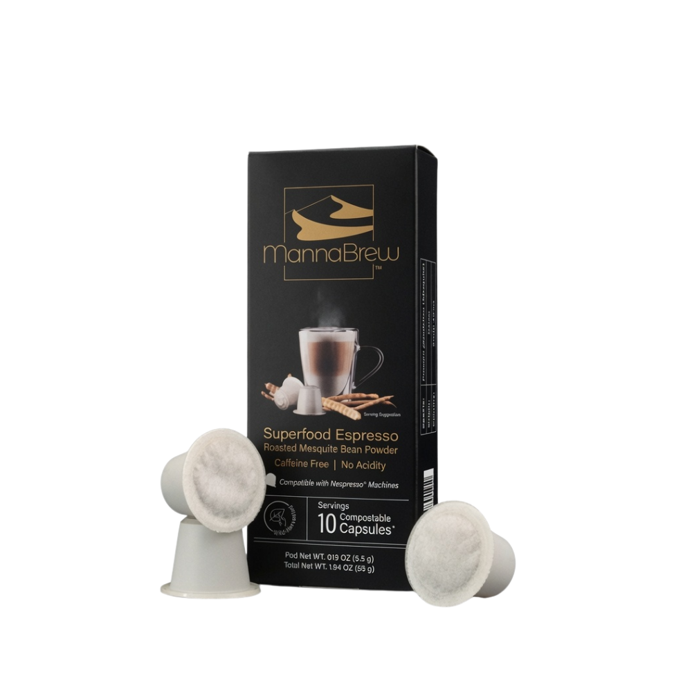 MannaBrew Nespresso Pods | Caffeine-Free Mesquite Superfood Espresso (10 Pods)