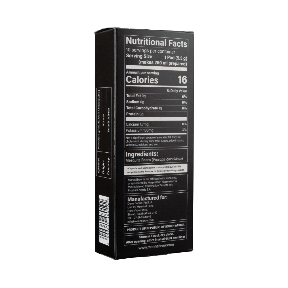 MannaBrew Nespresso Pods | Caffeine-Free Mesquite Superfood Espresso (10 Pods)