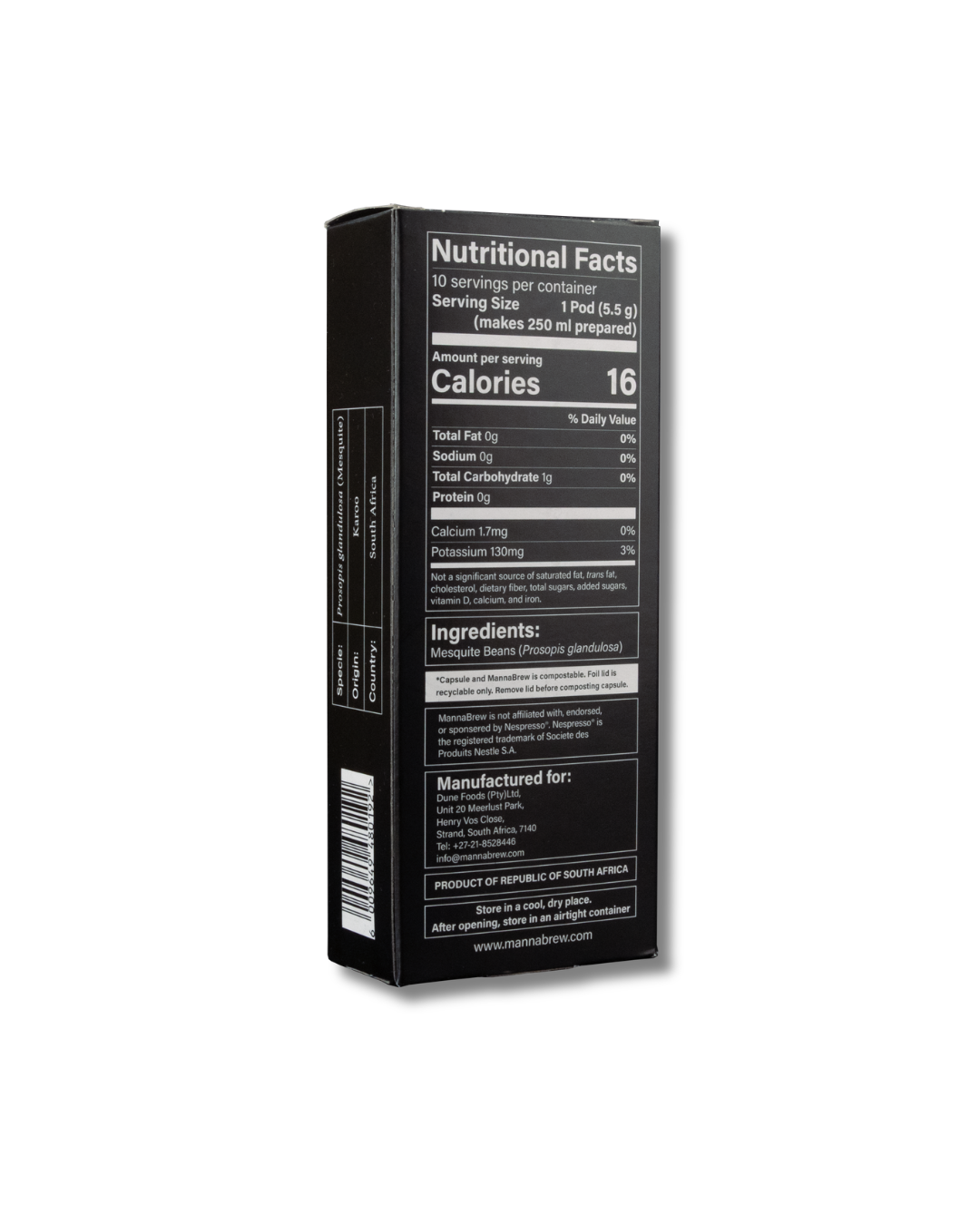 MannaBrew Nespresso Pods | Caffeine-Free Mesquite Superfood Espresso (10 Pods)